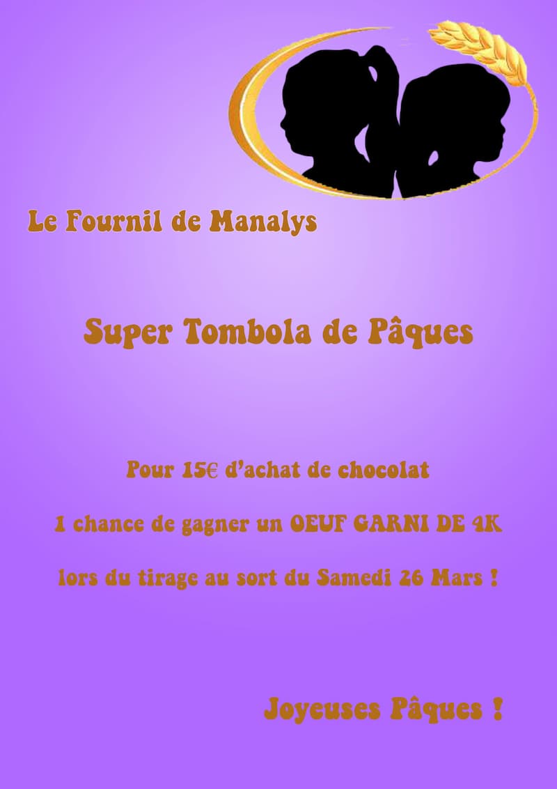 Affiche tombola couleur pour boulangerie - Le Fournil de Manalys