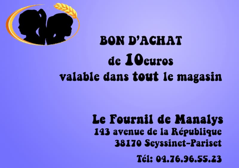 Bon de 10€ format carte de visite pour nouvelle boulangerie - Le Fournil de Manalys